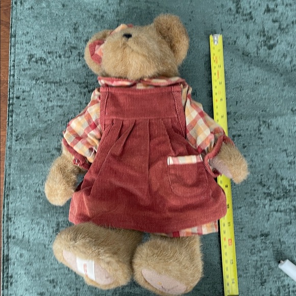 Plush Boyd’s Teddy Bear in Rust Corduroy Dress with Plaid Sleeves - Picture 7 of 7